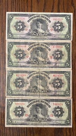 (4) 5 Pesos Mexicanos $100.00  CASH, TEXT FOR PRICES.
