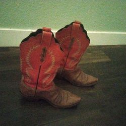 Real Red Leather Cowgirl Boots Size 6 1/2