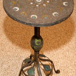 Egyptian Syrian END Table OVER 150 Years Old HAND Made Tin And Enamel Inlay 