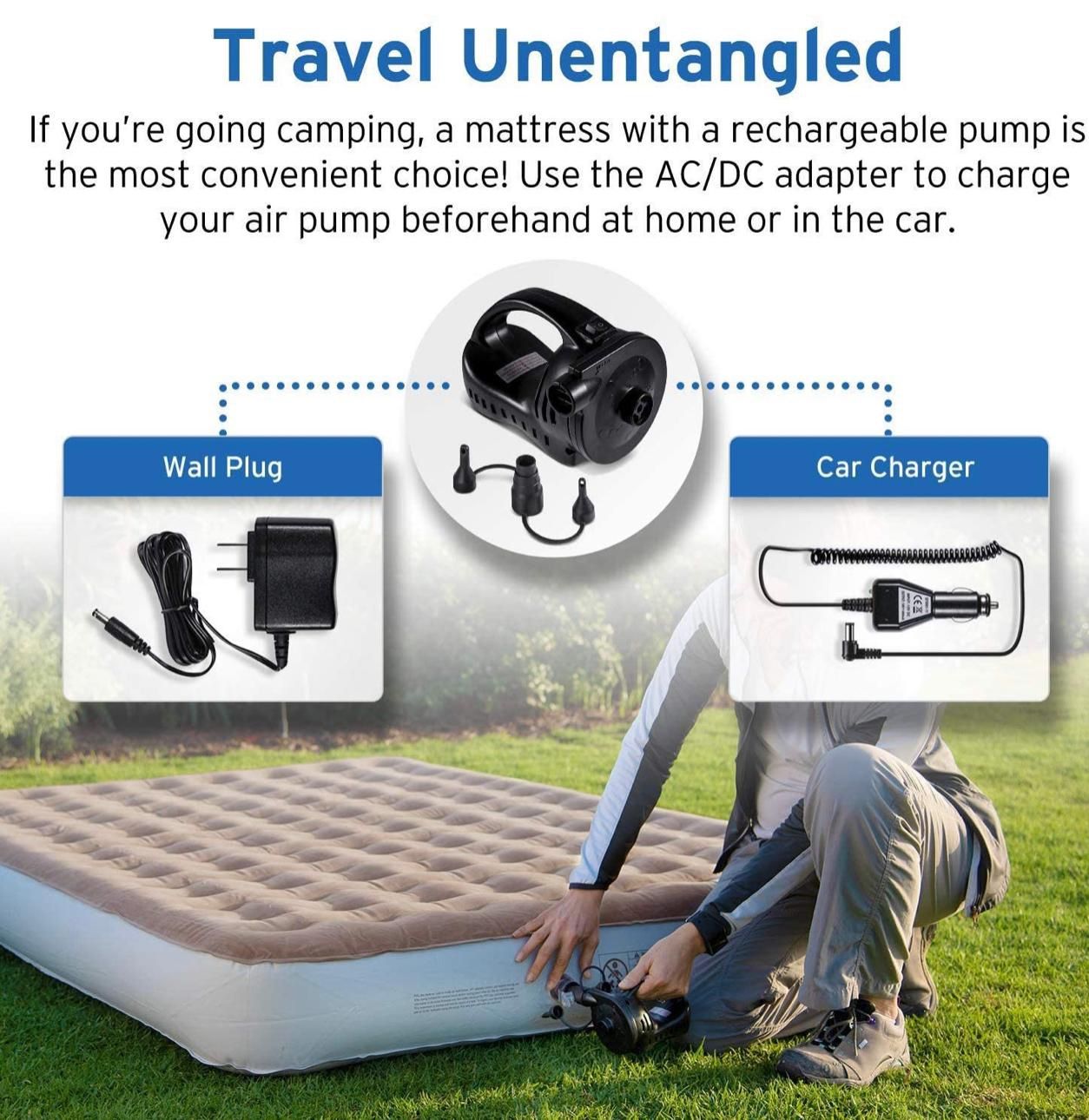 Etekcity Upgraded Camping Air Mattress, Queen Twin Airbed Height