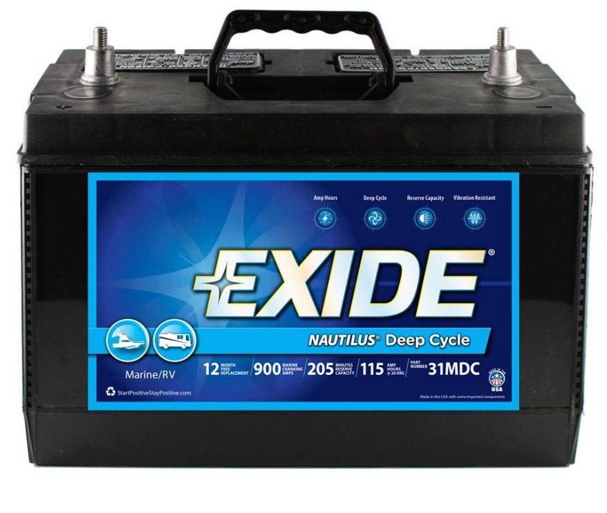 12 Volt Exide Nautilus Marine / RV Deep Cycle – Like new, $80 ($120 new at Home Depot).
