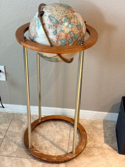 Replogle 12” World Classic Floor Globe – Brass & Wood Stand