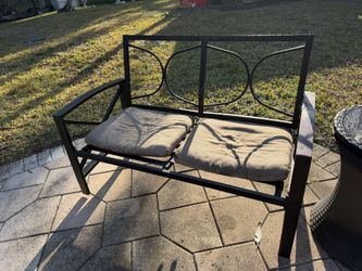 Outdoor Black Metal Bench 
