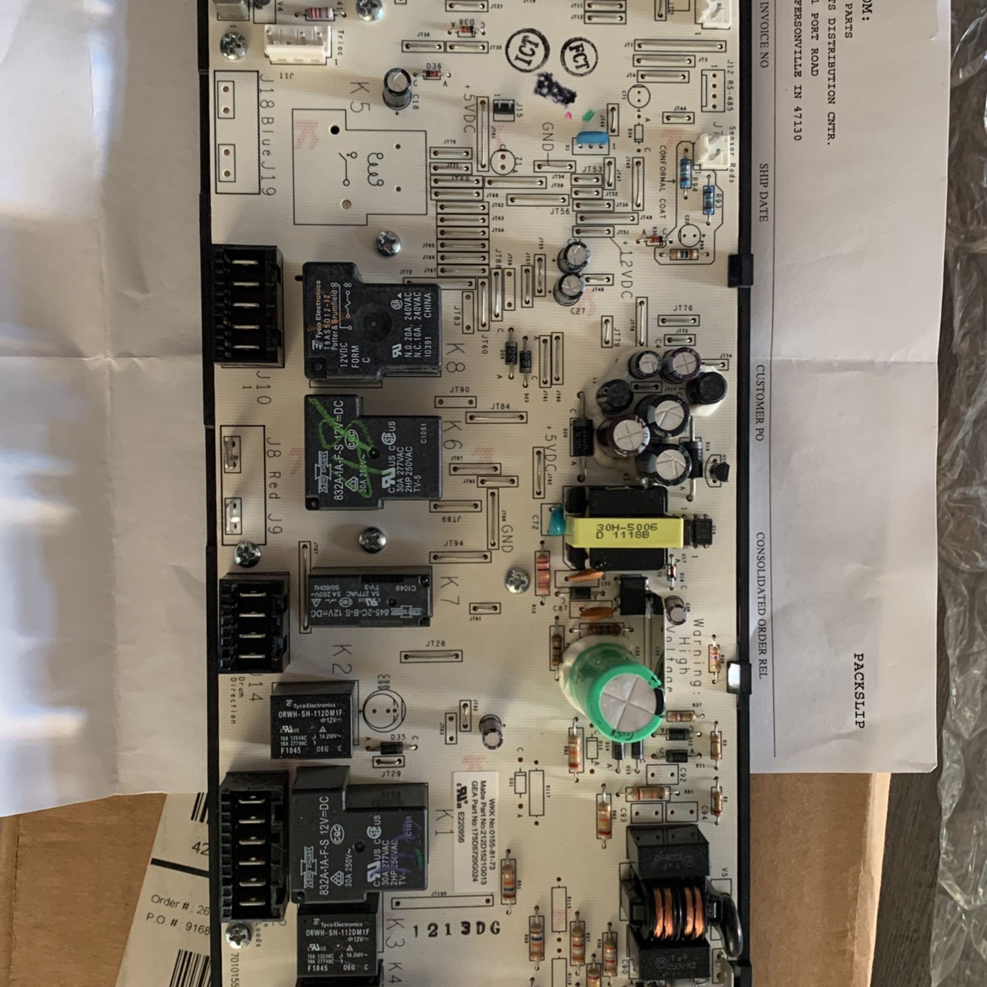 GE Dryer Electronic Control Board 212D1521G013 175D5720G024