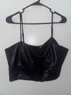Express crop leather shirt $30 size XL