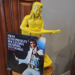 Elvis Presley Ceramic Statue With Vinyl Album 21"tall 