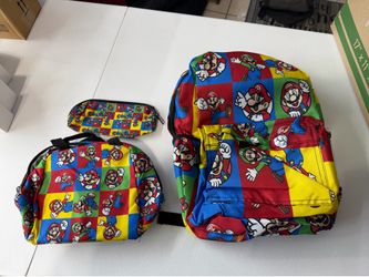 Mario kids backpack, pencil case and storage case