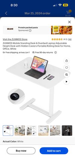 ZUNMOS Mobile Standing Desk & Overbed Laptop Desk