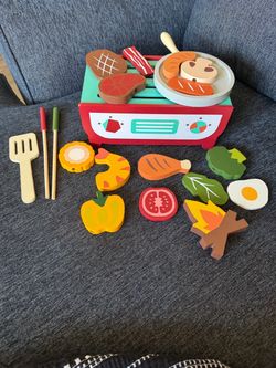 Tooky Toy Wooden Grill Play Set