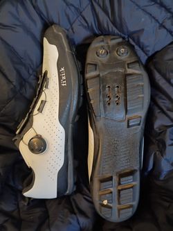 Fizik brand bike shoes and Freetown bike helmet with light