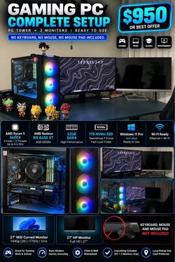 High-Performance Gaming PC Bundle – Dual Monitors Included 🚀