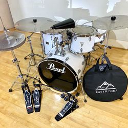 OCDP Pearl Export Mixed complete drum set new quiet cymbals DW50002 leg hihat & DW double bass pedal $735 cash in Ontario 91762. 22” bass 14”CB Snare 