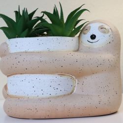 Adorable 9 Inch Sloth Planter with Artificial Succulents