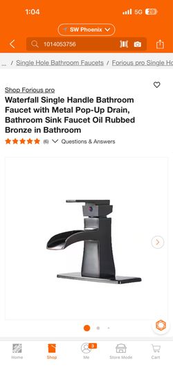 Waterfall Single Handle Bathroom Faucet with Metal Pop-Up Drain, Bathroom Sink Faucet Oil Rubbed Bronze in Bathroom