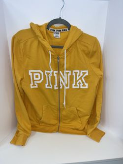 Pink Victoria Secret Zip Up Hoodlie Yellow Large 