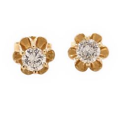 Round Brilliant Diamond 0.50 tcw Stud Earrings in 14kt Yellow Gold