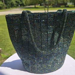 Vintsge Green Beaded Shoulder Bag Small But Heavy