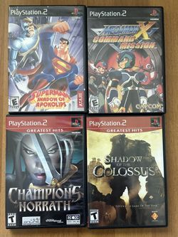 PS2 Lot (4) Games Megaman X, Superman, Shadows Colossus & Champions Norrath 