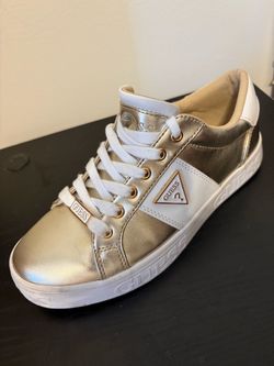 Guess Metallic Gold And White Sneaker