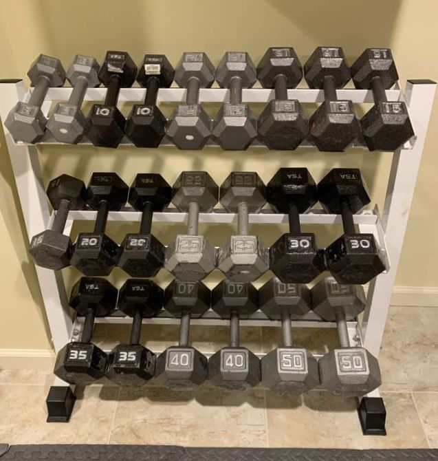 Steel Hex 3-50 Complete Set Of 12 Pairs Of Dumbbells