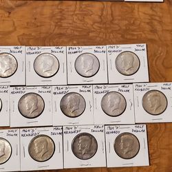 KENNEDY SILVER AND SILVER CLAD HALF DOLLAR COINS