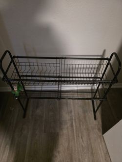 Large Over-the-Sink Kitchen Dish Drying Rack - Black Metal