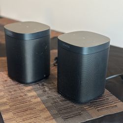 Pair of Sonos One SL Wireless Speakers (Black) - Excellent Condition!