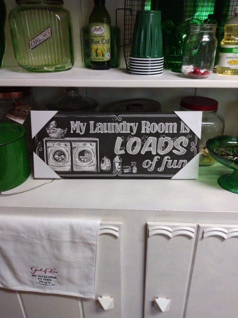 Canvas Laundry Room Sign Loads Of Fun !     Please Check Out My Other Items Posted As Well