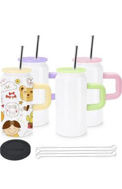 Joyclub 16oz Kids Sublimation Tumbler Blank With handle Insulated Cups No BPA Non-slip Bottom Easy for Kids to Open and Close