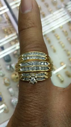 14k Gold Diamond Wedding Ring Set 3 8 grams
