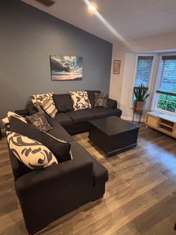 Comfortable Navy blue Sectional/Loveseat Set – $300 OBO