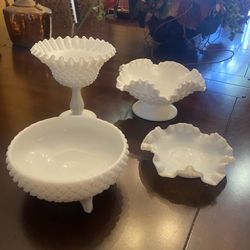 Milk Glass Collection Set Of 4