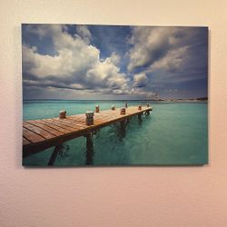  Beach Ocean With Dock Canvas Picture - (Large)
