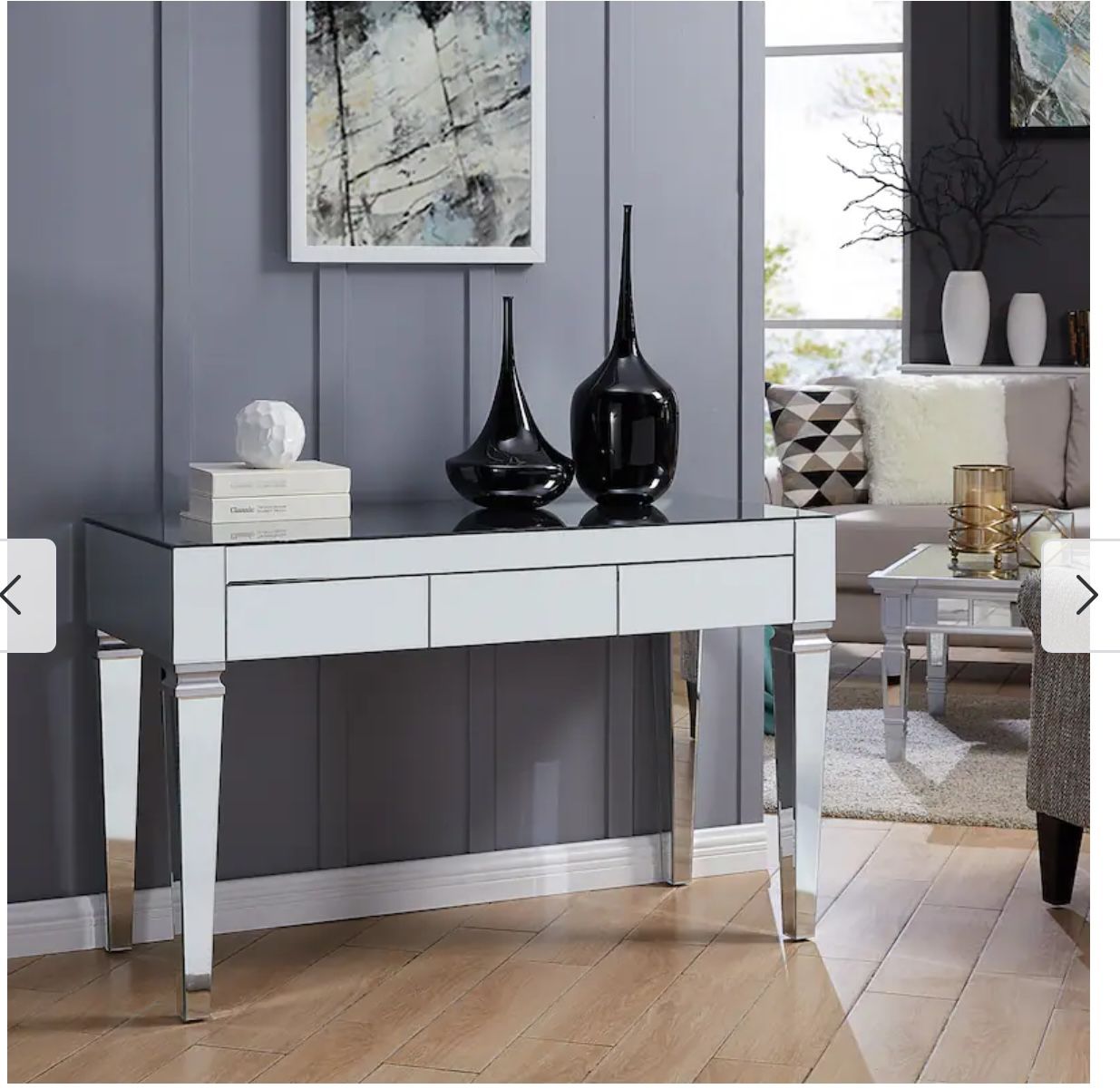 Mirrored Silver Desk