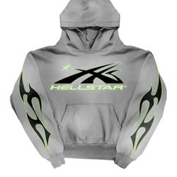 Hellstar Grey And Green Hoodie 