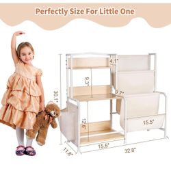Kids Bookshelf and Toy Storage Organizer 