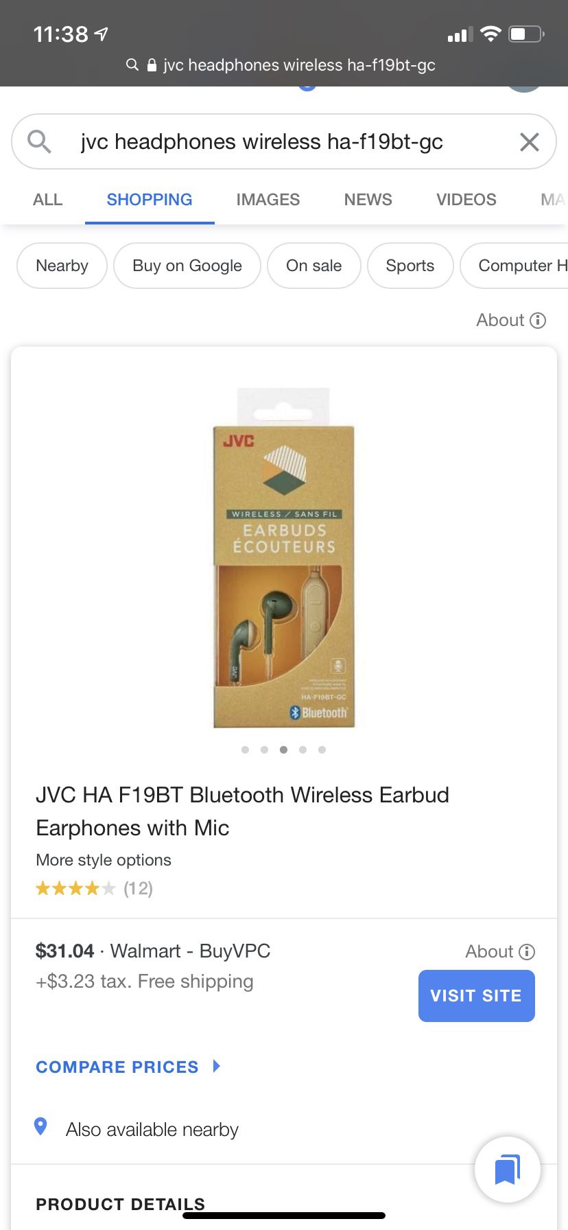 JVC wireless earbud earphones