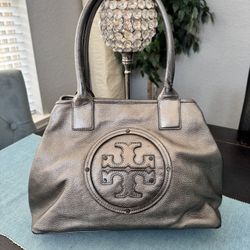 Tory Burch Metallic Logo Bombe Tote