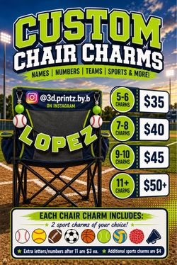 Custom chair charms for sports - 3d printed