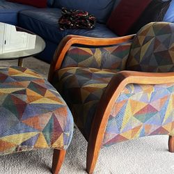 Colorful Club Chair and Ottoman