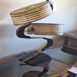 Vintage bamboo zebra lamp