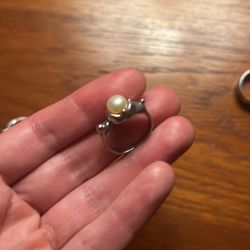 Very Interesting Bi Metal Pearl Set Adjustable Ring 