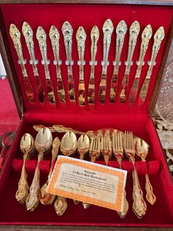 23 Karat Gold Electroplated Flatware Set – Lifetime Cutlery – in Chest