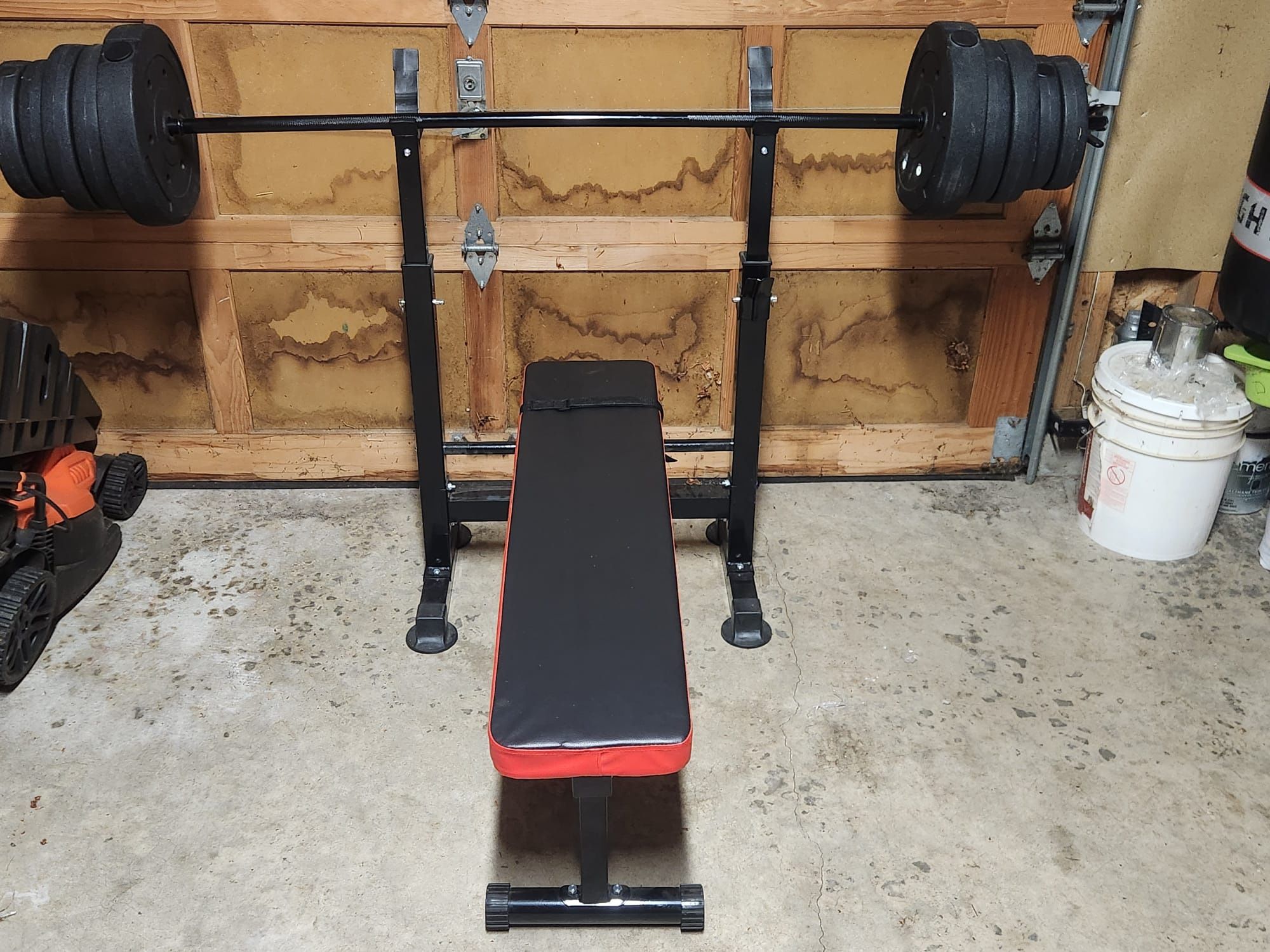 Bench Press Sets with Bar and Weights