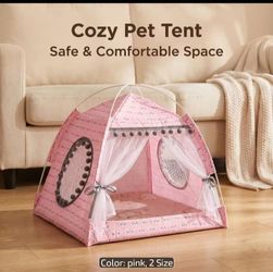 Pink with Black Trim Cozy Cat House Tent Medium