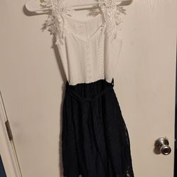 Dress (white+navy)