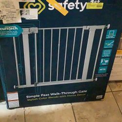 Safety 1st Walk Through Baby Gate with Door, Adjustable Pressure Mount Lift, Dog Gates, Fits 29"-38" Wide, 1-Pack, Gray