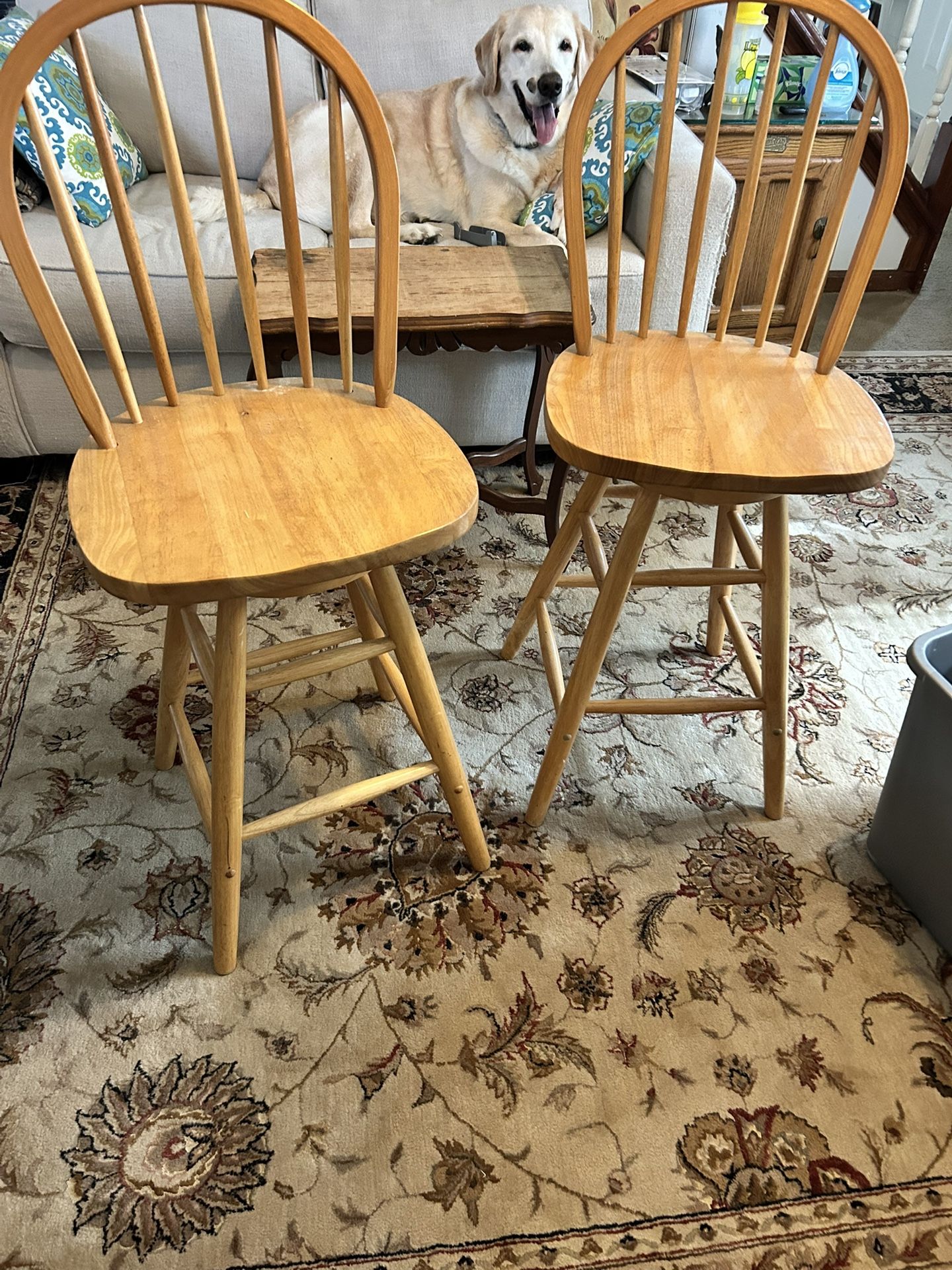 2 Wooden Bar Stools $20