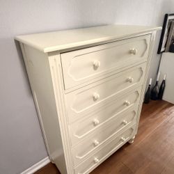 White Wooden Dresser with Drawers – 43” Length