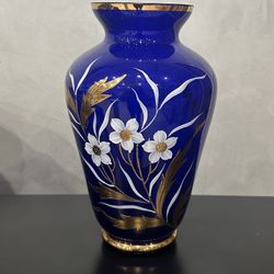 Vintage Bohemian Czech Cobalt Vase 